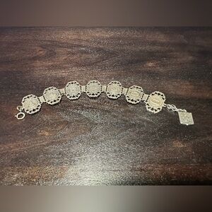 Vintage 8" Silver Paris Landmark Panel Souvenir Bracelet